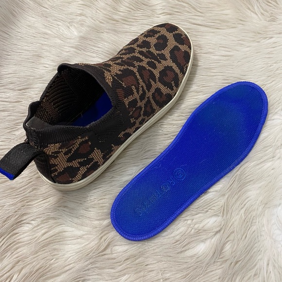 Rothy's Wildcat Brown Tan The Chelsea High Tops Cheetah Print Sneakers - Picture 7 of 12